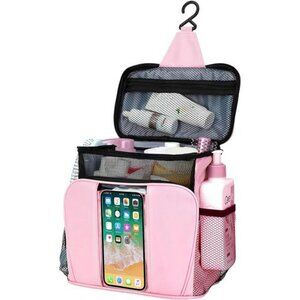 Pink Mesh Shower Caddy Toiletry Makeup Bag Travel Cruise Dorm Organizer Women
